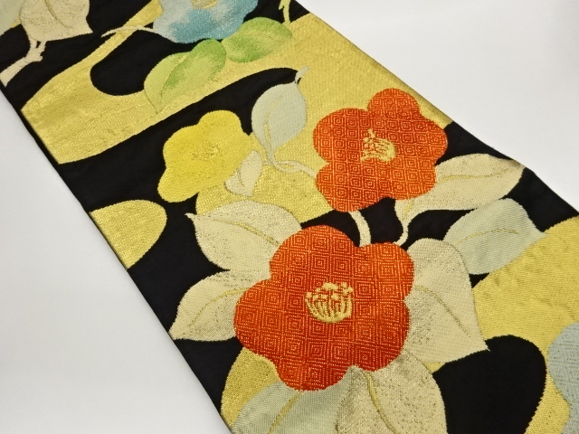 JAPANESE KIMONO / FUKURO OBI / PULP CLOTH / WOVEN CAMELLIA